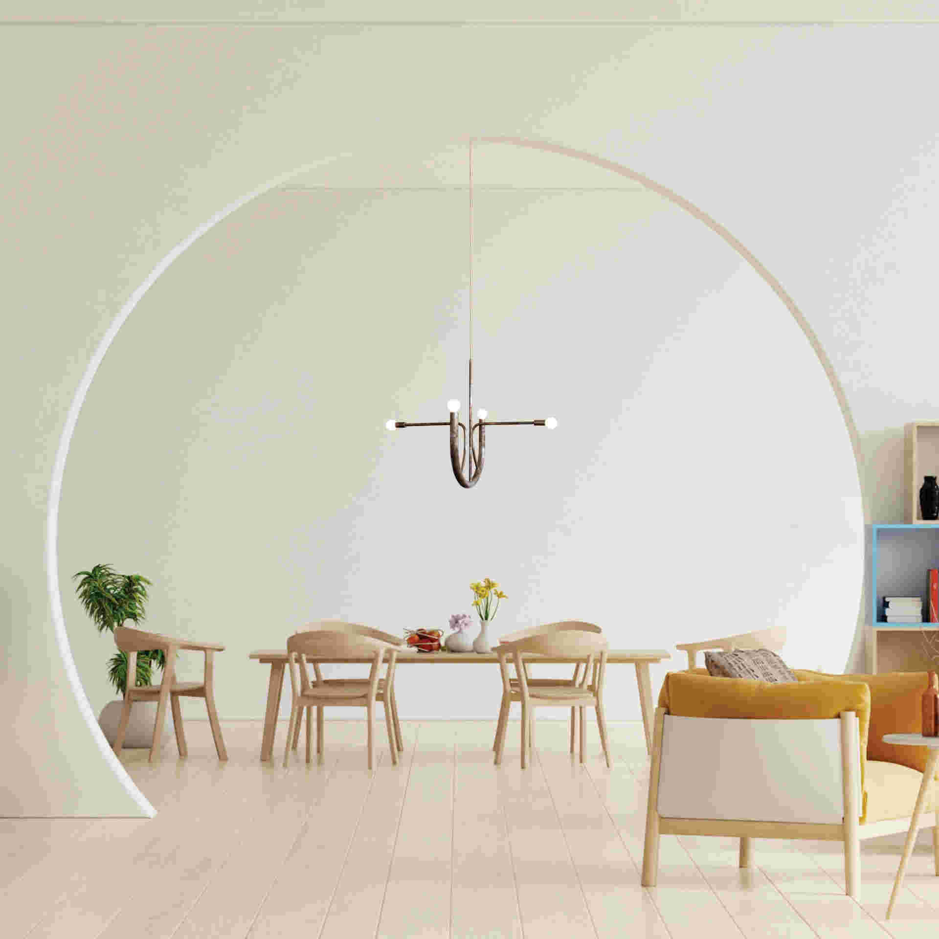 A New Light - beige-arc-dining-room