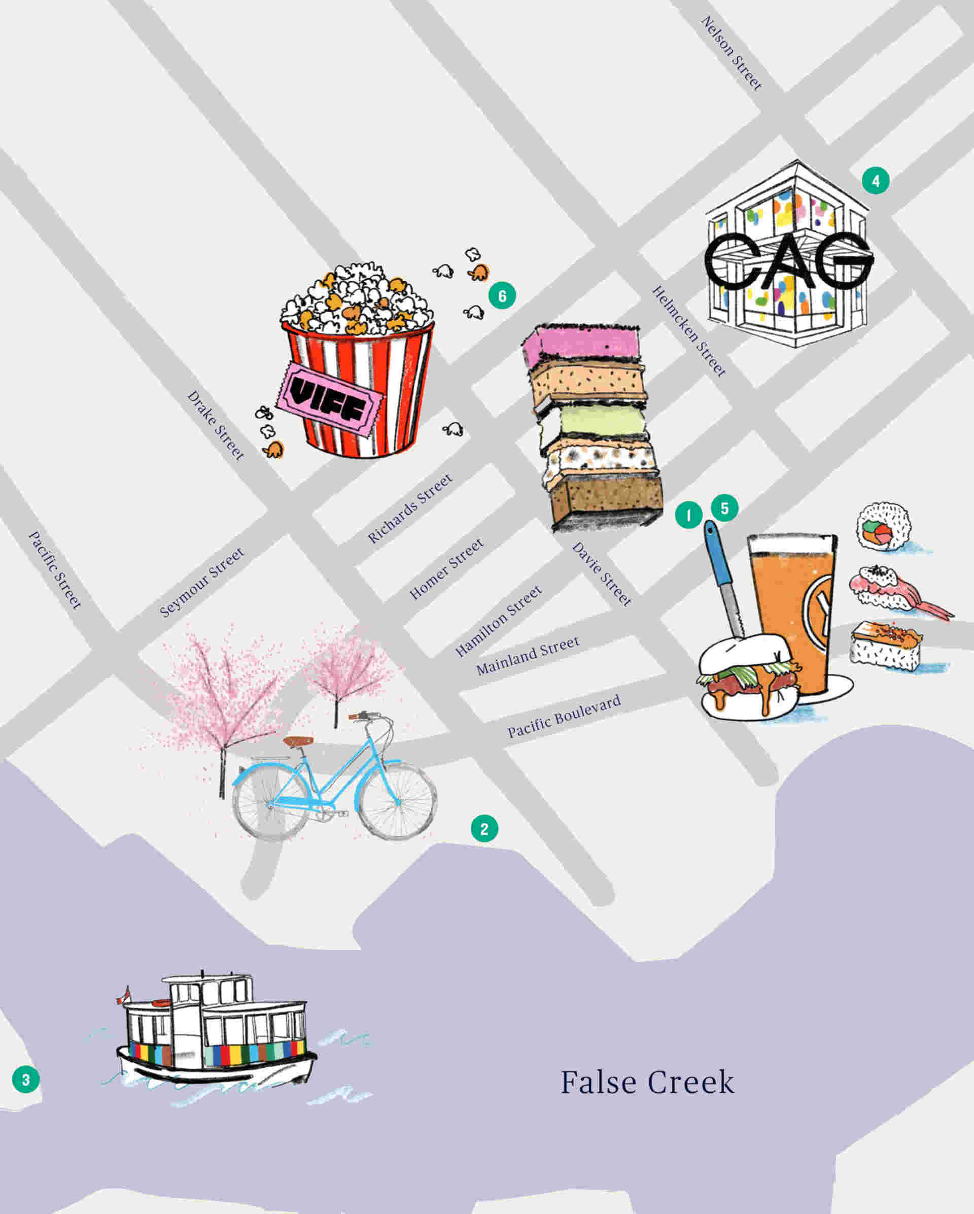 artistic map with food icons
