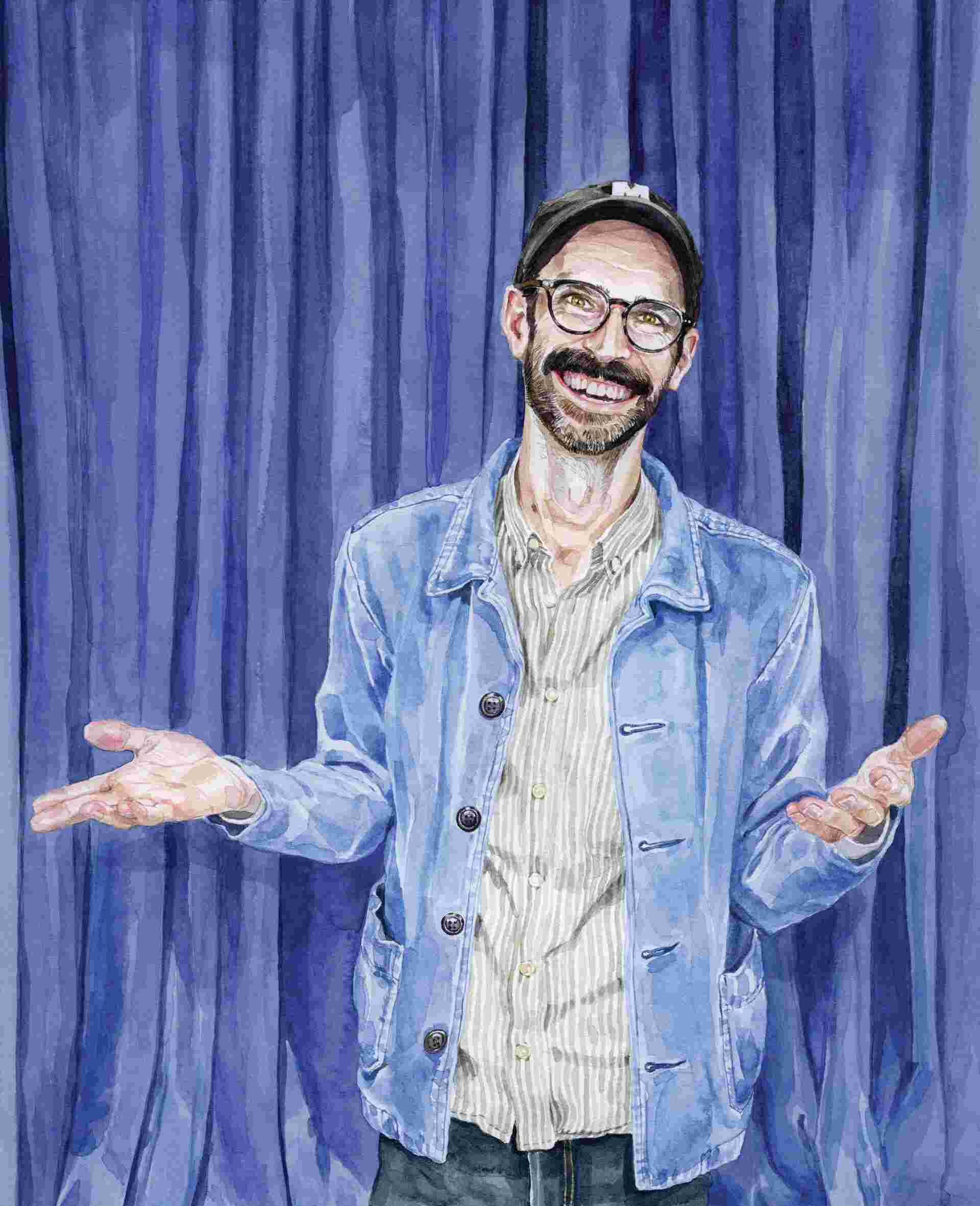 It&rsquo;s a Calling - 1-watercolor-portrait-man-blue-jacket