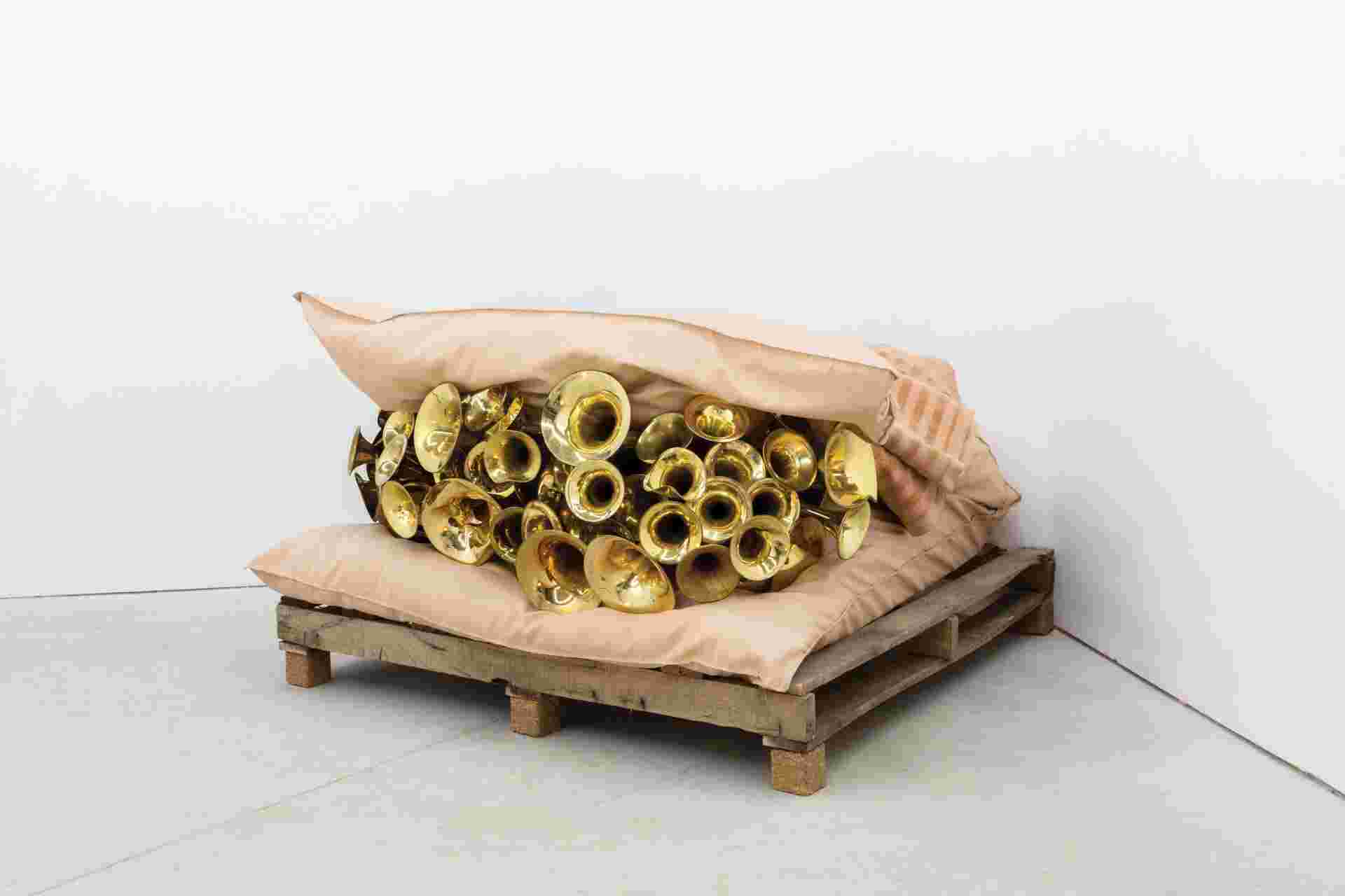 The Sound of Silence - 7-brass-horns-cushion-sculpture