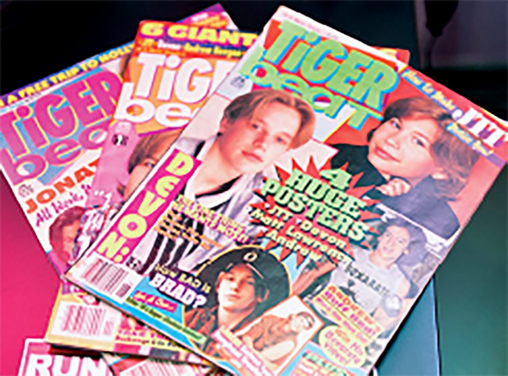 Stack of old teen magazines.